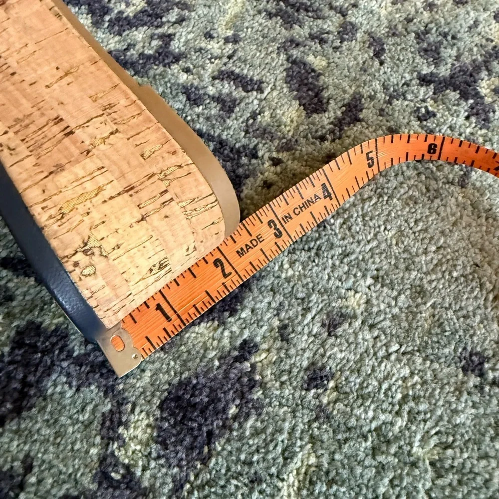 Jack Rodger’s NWOT Navy Blue Wicker Floral Thong Mid Wedge Sandal Cork Size 8 - Picture 7 of 8